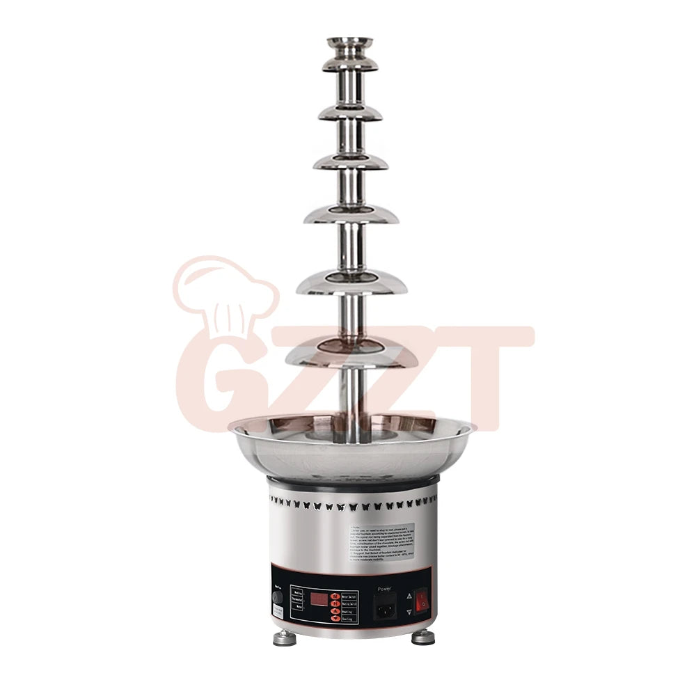 Large Electric Single Tower 7 Tier Champagne Stainless Steel Wireless Chocolate Melting Fondue Fountain Melter Machines