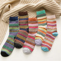 Wholesale Winter Thicken Warm Wool Socks Women Vintage Nordic Cozy Crew Socks
