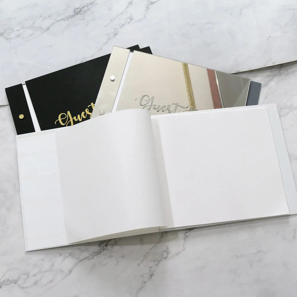 Wedding Supplies Creative Acrylic Cover Guest Book with Custom Metal Stickers Logo and White Cardboard  for Wedding Event