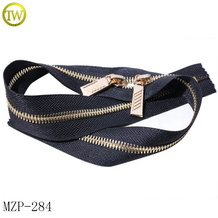 Eco-friendly Clothing Accessories Open End Zippers Wholesale Gold Color Teeth Zipper for Coat