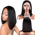 Cheap Short Bob Transparent Hd Lace Human Hair Wig 8-14inch Mink Brazilian Hair Wig 4x4 Closure Short Bob Wigs For Black Women