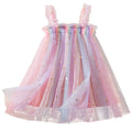 Summer Pretty Girls Strapless Mesh Dress 1-4 Y Little Girls Rainbow Sequin Princess Dress Girls Strapless Dress