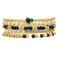 Go2boho Handmade Stackable Beaded Bracelet Set for Women Fashion Jewelry Gold Plated Elastic Boho Layered Bracelets