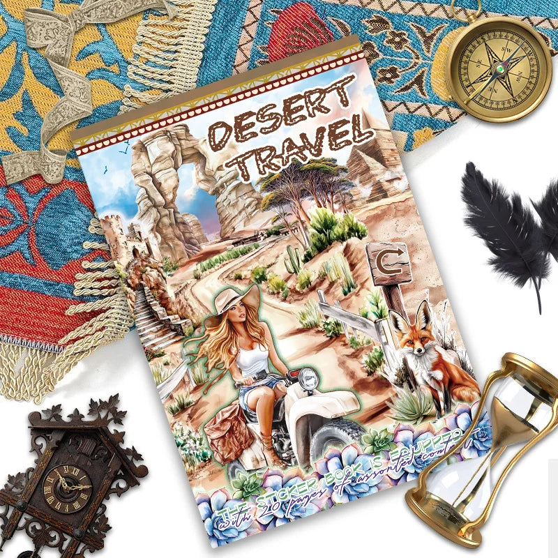 Vintage Literary Handbook European American Style Character Material Fairy Tale No-Cut Sticker Book Decorative Decorative
