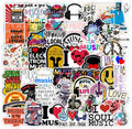 50Pcs VSCO Love Music Graffiti Stickers for Laptop Guitar Skateboard Peace Love Hip Hop Sticker Pack