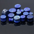Huiying 14mm Well-sale gemstone stone plugs double lapis stone ear plug earing Jewelry