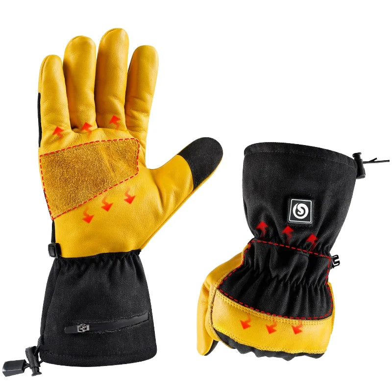Heated Heavy Duty Gloves Leather Work Gloves Rechargeable Battery Heated Working Gloves