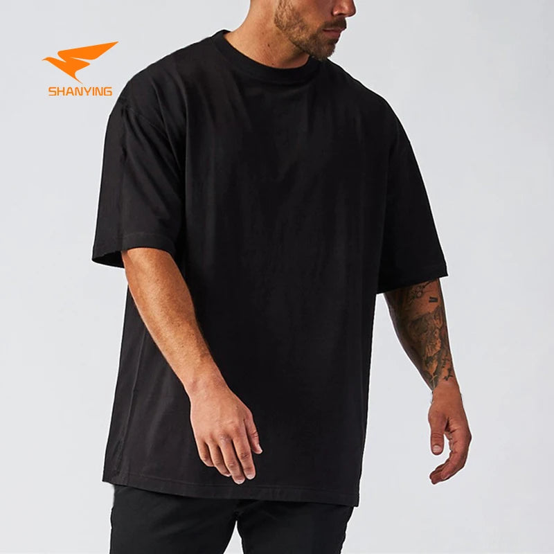Blank Drop Shoulder T-Shirts for Men 100% Cotton Heavyweight Acid Wash Custom Logo Shirts Plus Size Oversized Men's T-Shirts