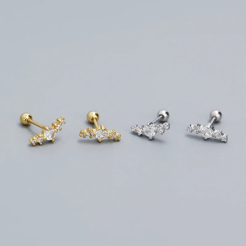 Fashion Minimalist Jewelry 925 Sterling Silver Simple Earrings Irregular Diamond Zircon Gold Plated Stud Earrings Women