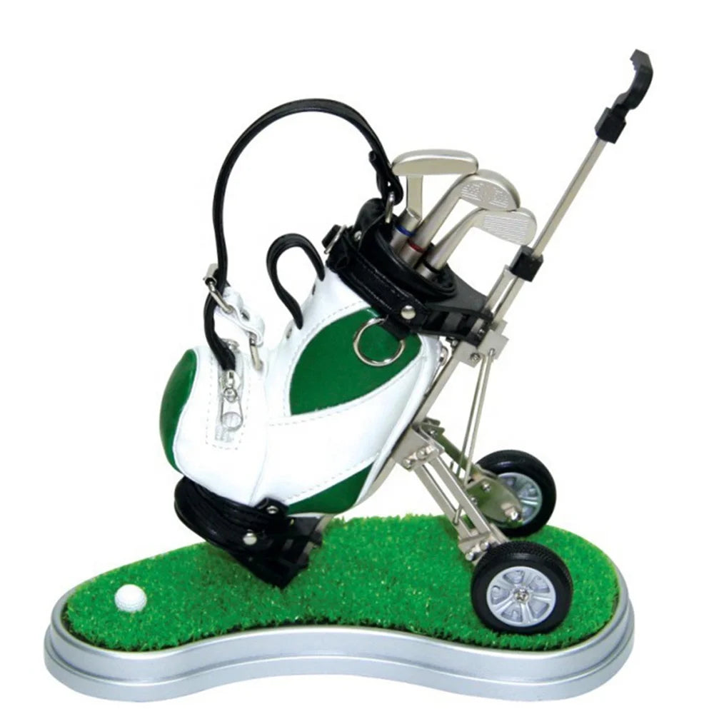 Mini Golf Trolley Bag Pen Holder PU Leather Novelty Desk Decoration Gift Unique Office Accessory