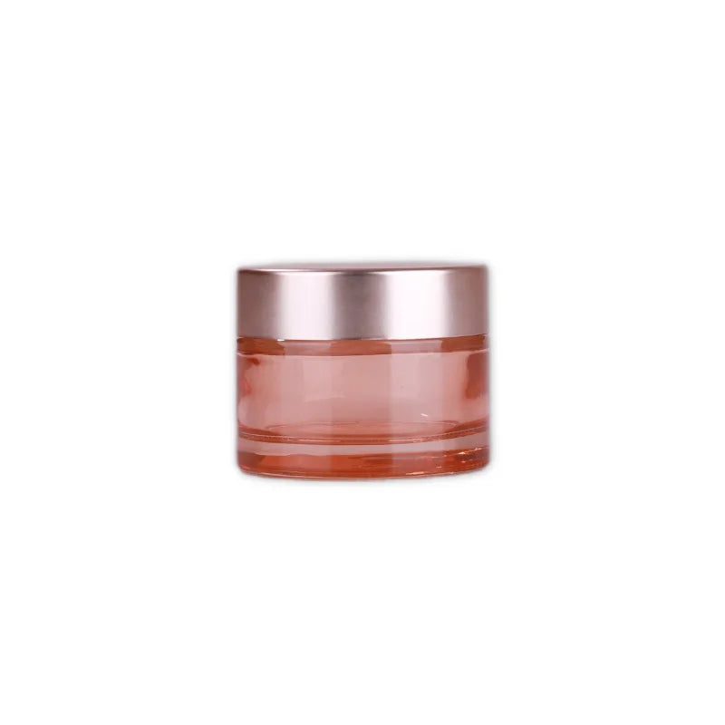 Luxury Cosmetic 50ml Pink Glass Cream Jar With Gold Lid 5g 10g 20g 50g 100g 200g Glass Jars