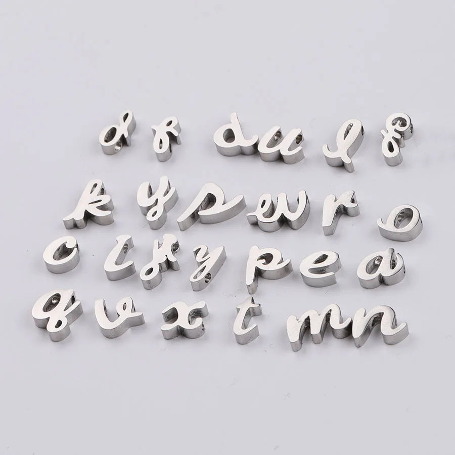 Mirror Stainless Steel Irregular English Letter Beads A-Z Letter Small Hole Beads DIY Customizable Pendant Accessories Beadbeads