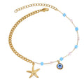 Summer Beach Bracelets Starfish Seahorse Sand Dollar Turtle Cowrie Shell Anklet Bracelet Stainless Steel Sea Life Jewelry Gift