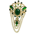 2022 Fashion Accessory Vintage Brooch Vintage Gem Court Pin Silk Scarf Buckle Layered Long Chain Tassel Luxury Brooch Pin Women