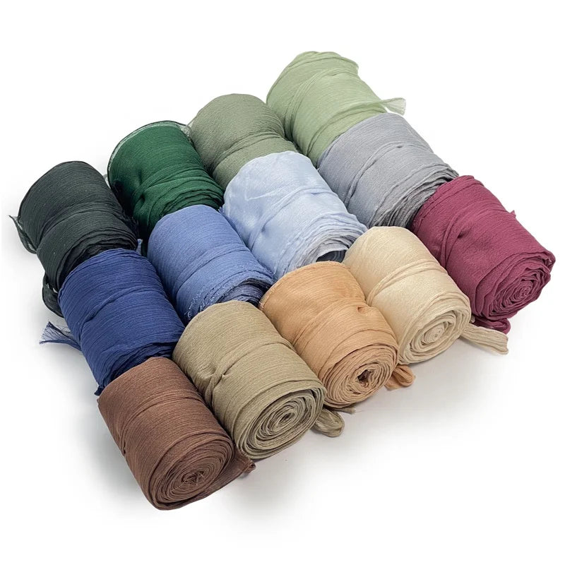 Luxury Rustic Hand Dyed Crinkle Silk Ribbon 100% Polyester Voile Chiffon Roll for Wedding Bridal Invitations Cake Stationery
