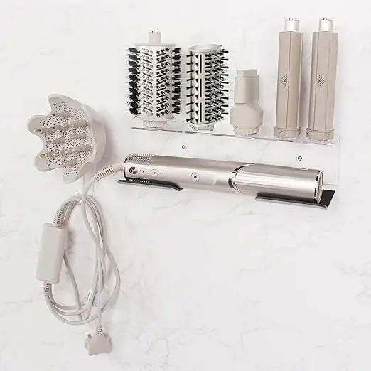 Acrylic Wall Mounted Organizer for Storage Attachments Rack with Cord Hanger for Accessories Curlers Brushes Diffuser
