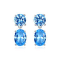 Fine Luxury Jewelry 925 Sterling Silver Diamond Stud Earrings Women Fashion Simple Gemstone Drop Earrings