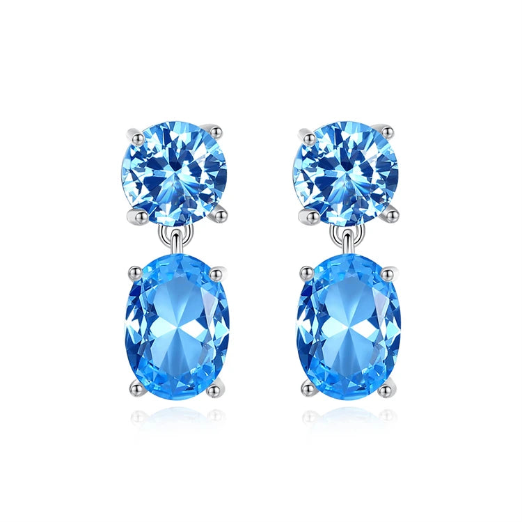 Fine Luxury Jewelry 925 Sterling Silver Diamond Stud Earrings Women Fashion Simple Gemstone Drop Earrings