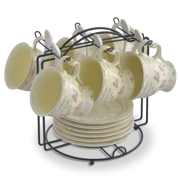 New Products Sell Well Hot Selling Ethiopian Coffee Tea Cup Set European Western Ceramics Coffee Tea Cup Set 19 Pcs Tea Sets