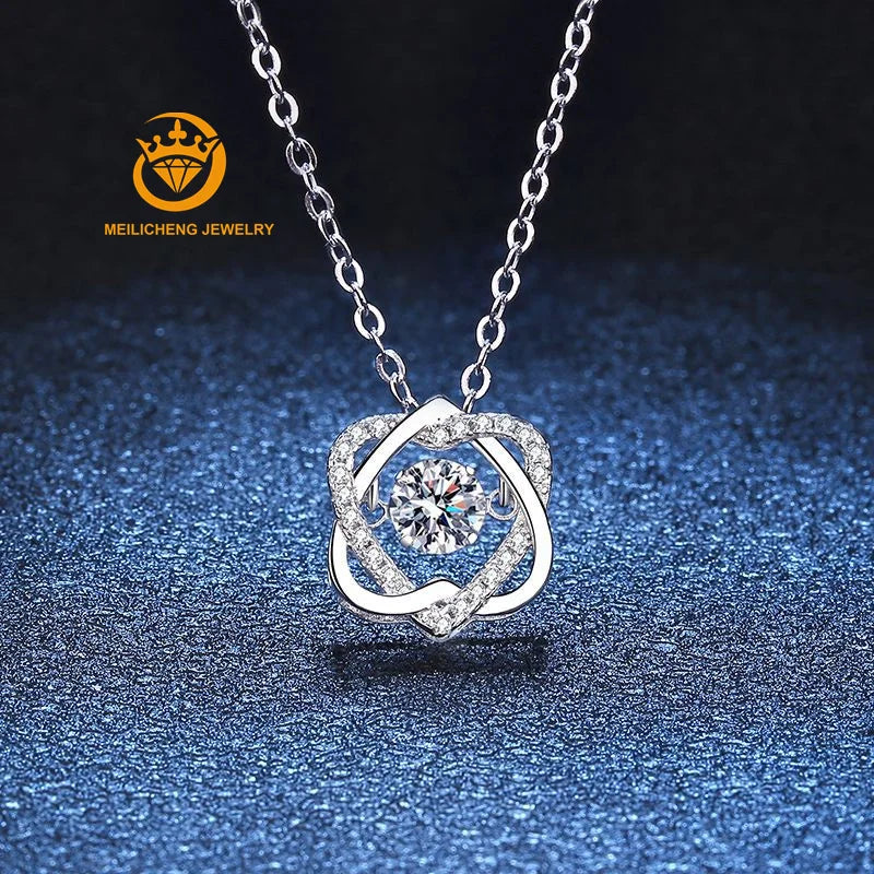 Custom Heart Pendant Necklace Women Moissanite Jewelry 0.5CT Moissanite 925 Sterling Silver Jewelry