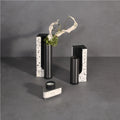 M3-275Horsehair Leather Accent Decorations Modern Luxury Nordic square Home Decor Flower the Vase Decoration Maison