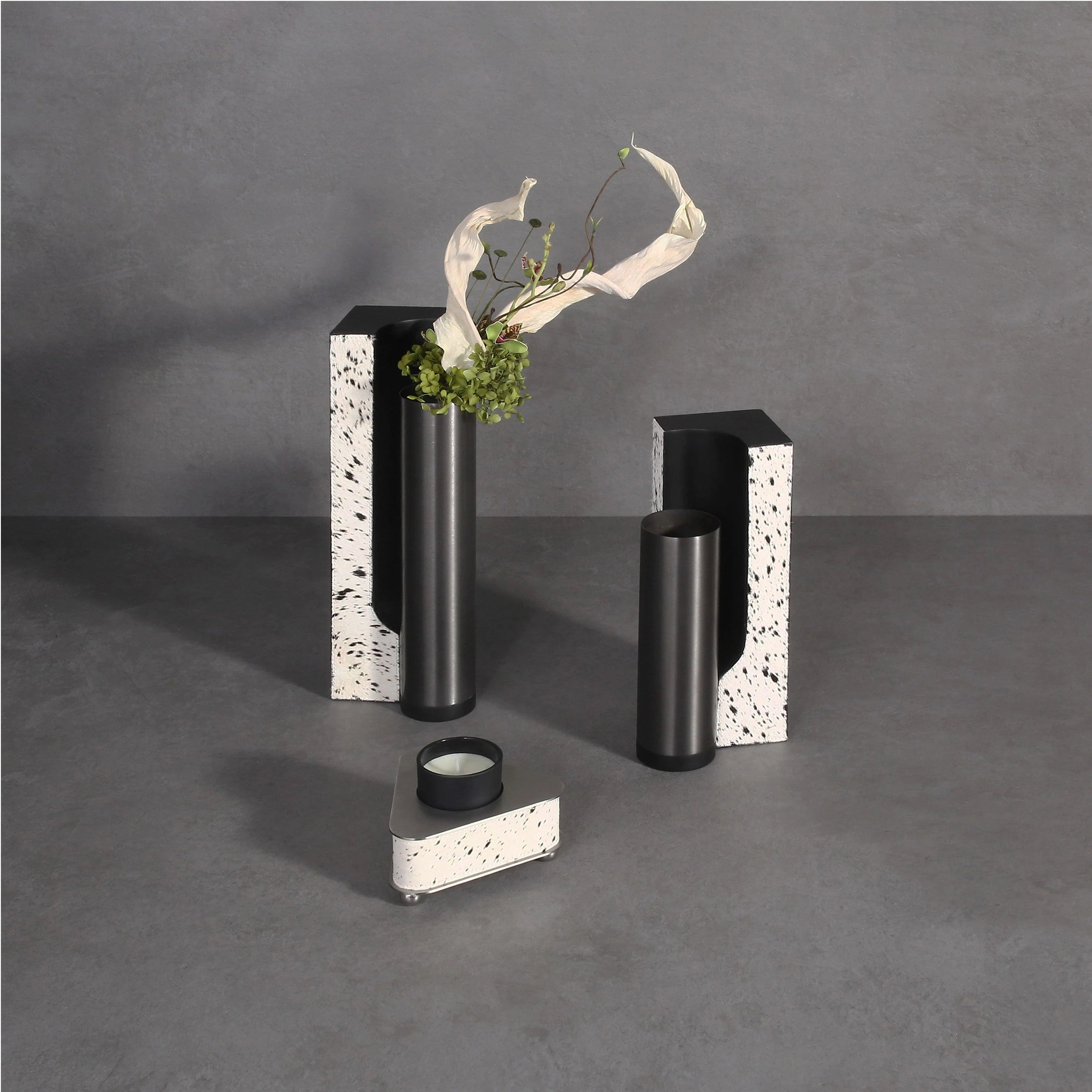 M3-275Horsehair Leather Accent Decorations Modern Luxury Nordic square Home Decor Flower the Vase Decoration Maison