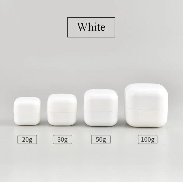 New Design PP Glossy White Blue 20g 30g 50g Cosmetic Hand Face Skincare Empty square Cream Jar 100g Black