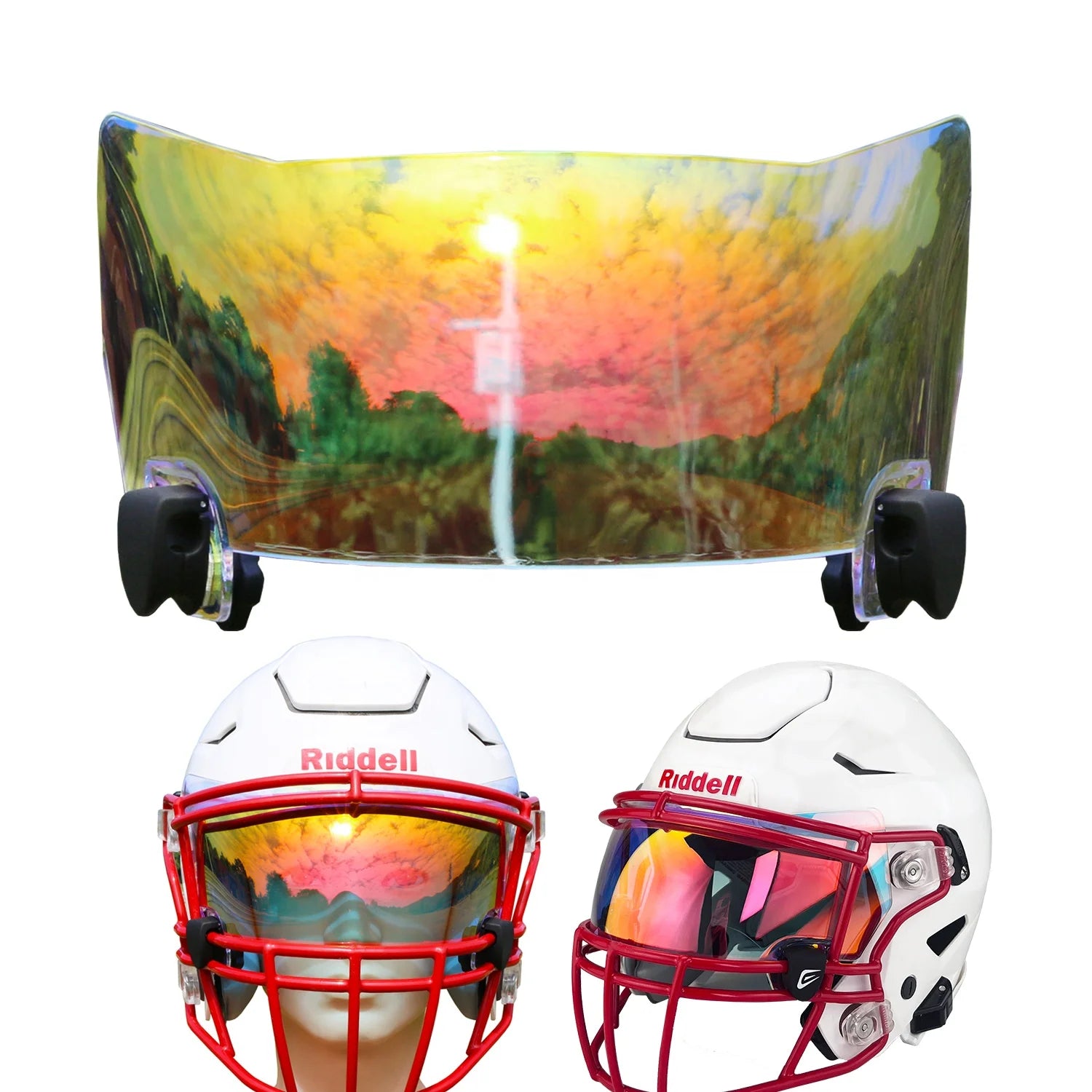 2024 Universal Fit Eye Shield Visor AntiFog Rugby Rainbow Football Helmet Visor for Speedflex American Football Visor With Clips