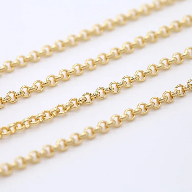 Top Sale High Quality 14K Gold Plated Brass O Chain Bead Twist Chain for Necklace DIY Jewelry Accessory