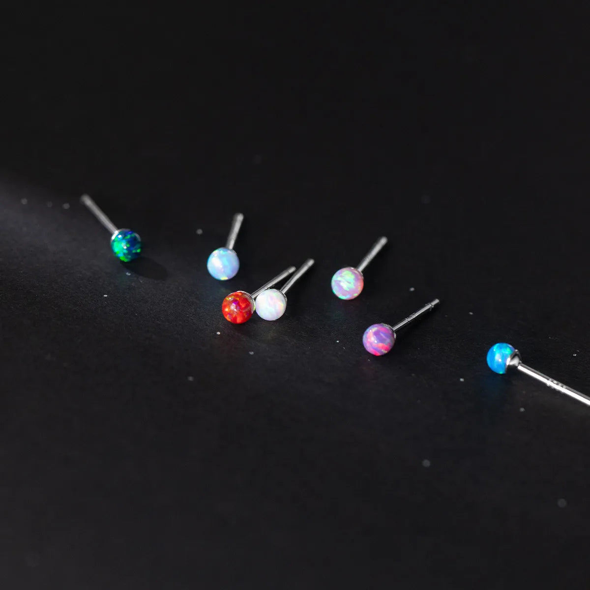 Cute Design S925 Sterling Silver Small Opal Stud Earrings Silver Jewelry for Women M02022