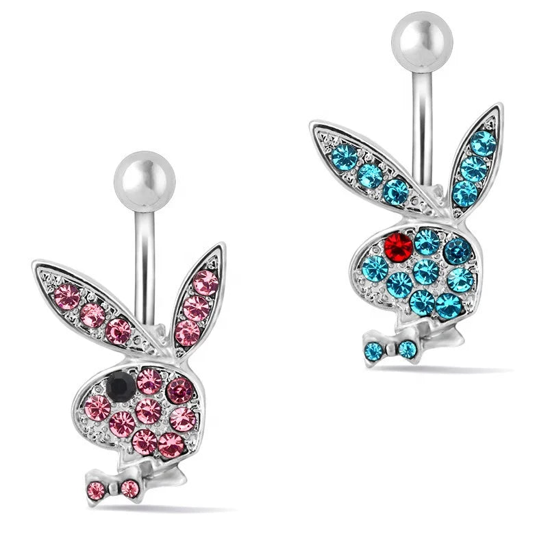 Surgical Steel Barbell Women Girl Body Jewelry Wholesale Rabbit Design Animal Navel Piercing Bell Button Rings