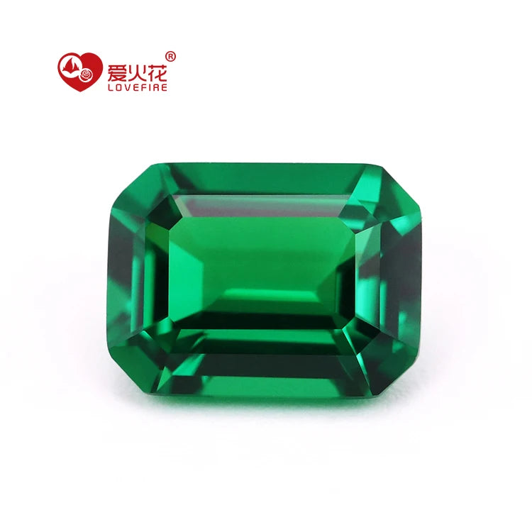 Aaa Quality Synthetic Emerald Green Crystal Nano Step Cut Octagon Shape Nano Stones