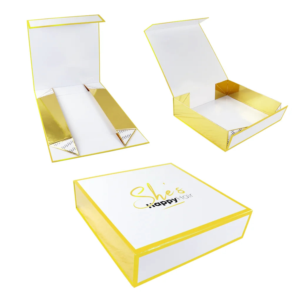 Bridesmaid Gift Boxes 10 Pieces Folding Embossing Gold Foil Wedding Invitation Rigid Boxes Recyclable Customizable Size