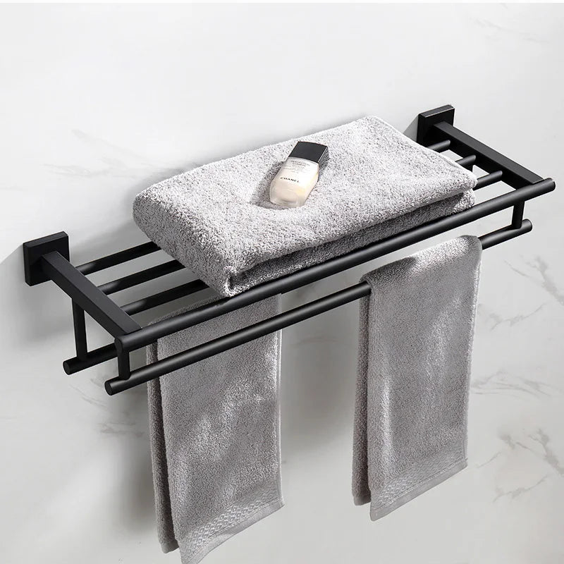 Modern Stainless Steel Bathroom Hardware Wall-Mounted Corner Towel Rack Shower Organizer Kitchen Storage Set Eco-Friendly 5-Year
