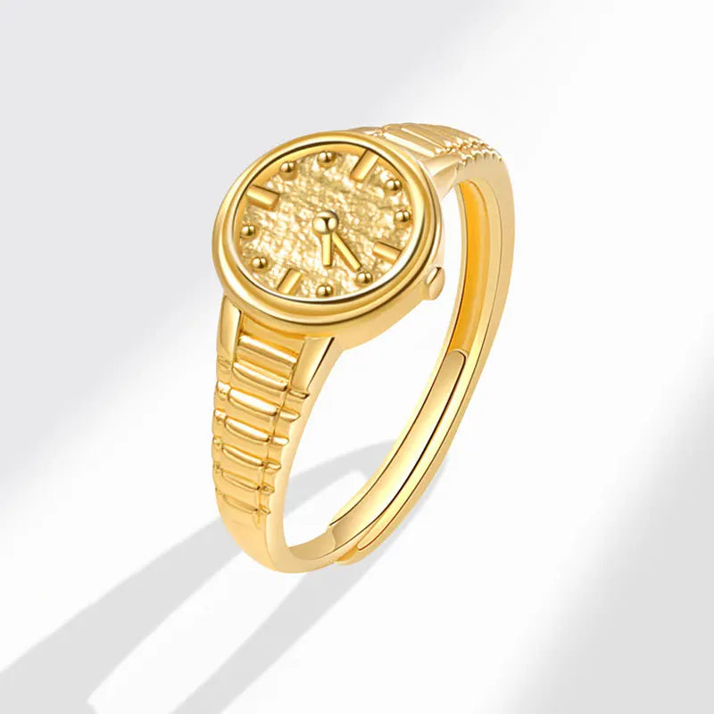 Hot Sale Adjustable Watch- Mini Copper Round Elastic Finger Clock Ring for Women and Men Christmas Birthday Gift