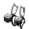 Hot Sale Fashion Delicate Brass Crystal Cubic Zircon Square Drop Silver Huggie Earrings for Women for Wedding Party or Gift
