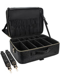 Relavel Extra Large Travel Makeup Case Professional Travel Cosmetic Bag PU Leather Makeup Case