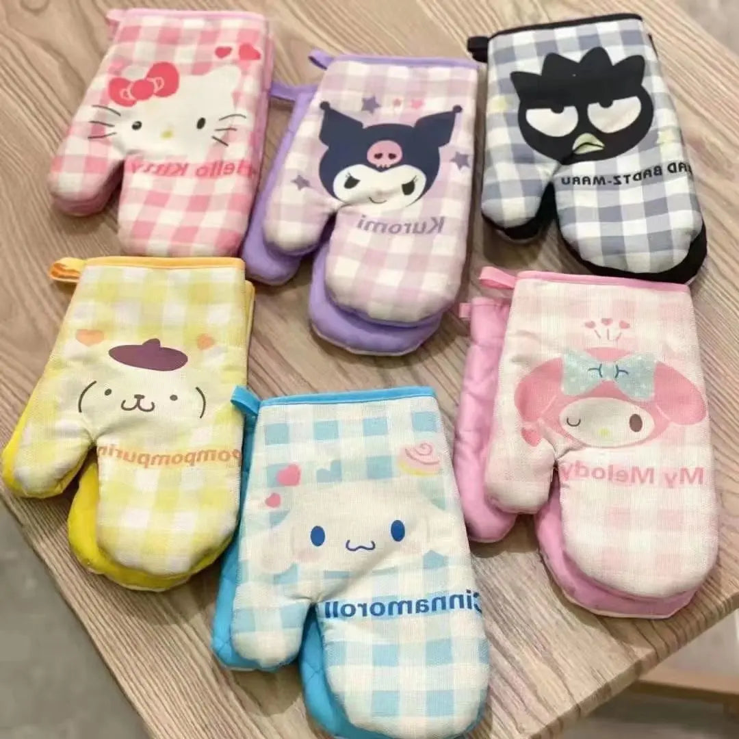 Wholesale Cute Kitchen Oven Gloves Anti-Hot Microwave Mitt Cartoon Pattern Oven Gloves for Baking Accessories