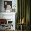 Wholesale Customized Velvet Fabric Olive Green Lint Blackout Curtain Poles Tracks Window Curtains for Living Room Bedroom