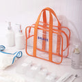 Extra Large Transparent PVC Tote Shoulder Bag Waterproof Clear Cosmetic Makeup Pouch with Zipper Closure for Toiletries Carry