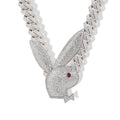 Personality Hip Hop Animal CZ Diamond Bunny Rabbit Head Pendant Necklace for Men and Women