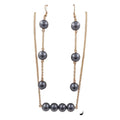 Hawaiian Jewelry Set Design Pearl Earring Samoan Jewelry Set Gold Filled Long Chain Pearl Set for Woman