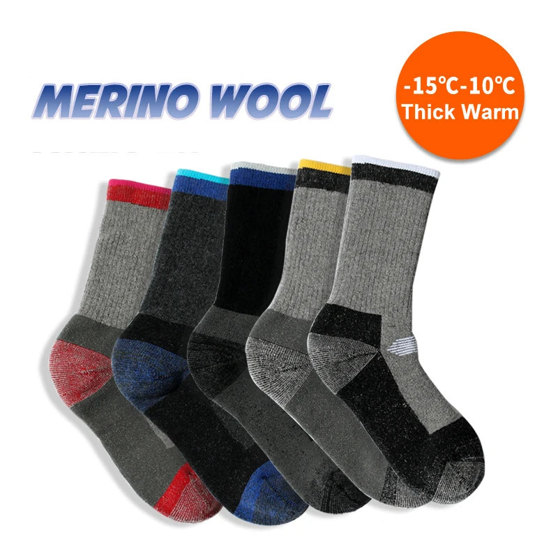 Winter Outdoors Warm Thicken Skiing Hiking Men Women Sport Athletic Merino Wool Socks