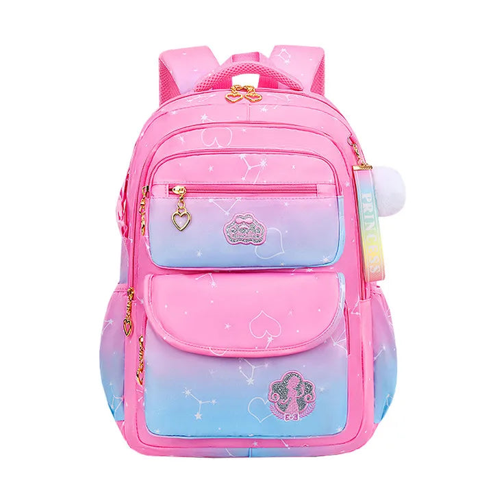 Fashion Gradient Student Bag 1-6 Grade ridge Relief Backpack Mochila Escolar