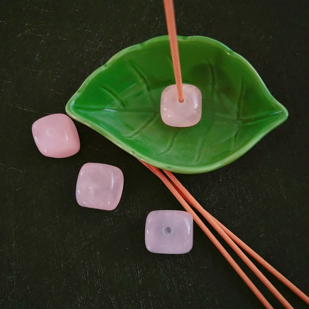 DIY Best sell Rose Quartz Square Incense Holder Balance Healing Meditation decoration craft for summer