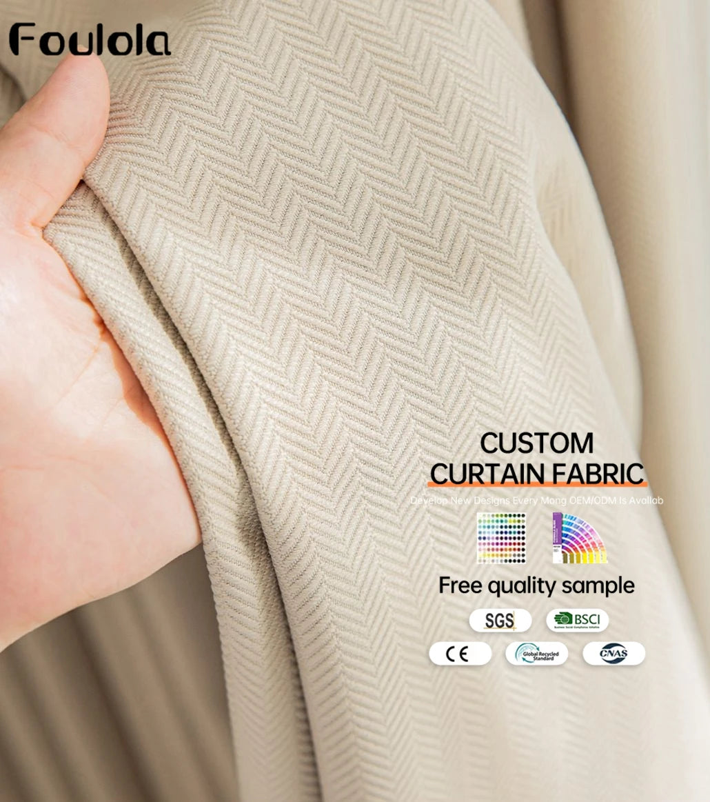 High-Density Shaoxing Curtain Fabric Yarn Dyed Two Side Blackout for Flat Windows Factory Supply