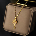 New Revolving Four-Leaf Diamond Necklace for Women Love Key Pendant Collarbone Chain