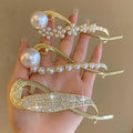 Rhinestone Pearl Twisted Twist Frog Hair Claw Catch Clips Back Head Hairpin Twist Clip Ponytail Clip Barrettes Hairgrips