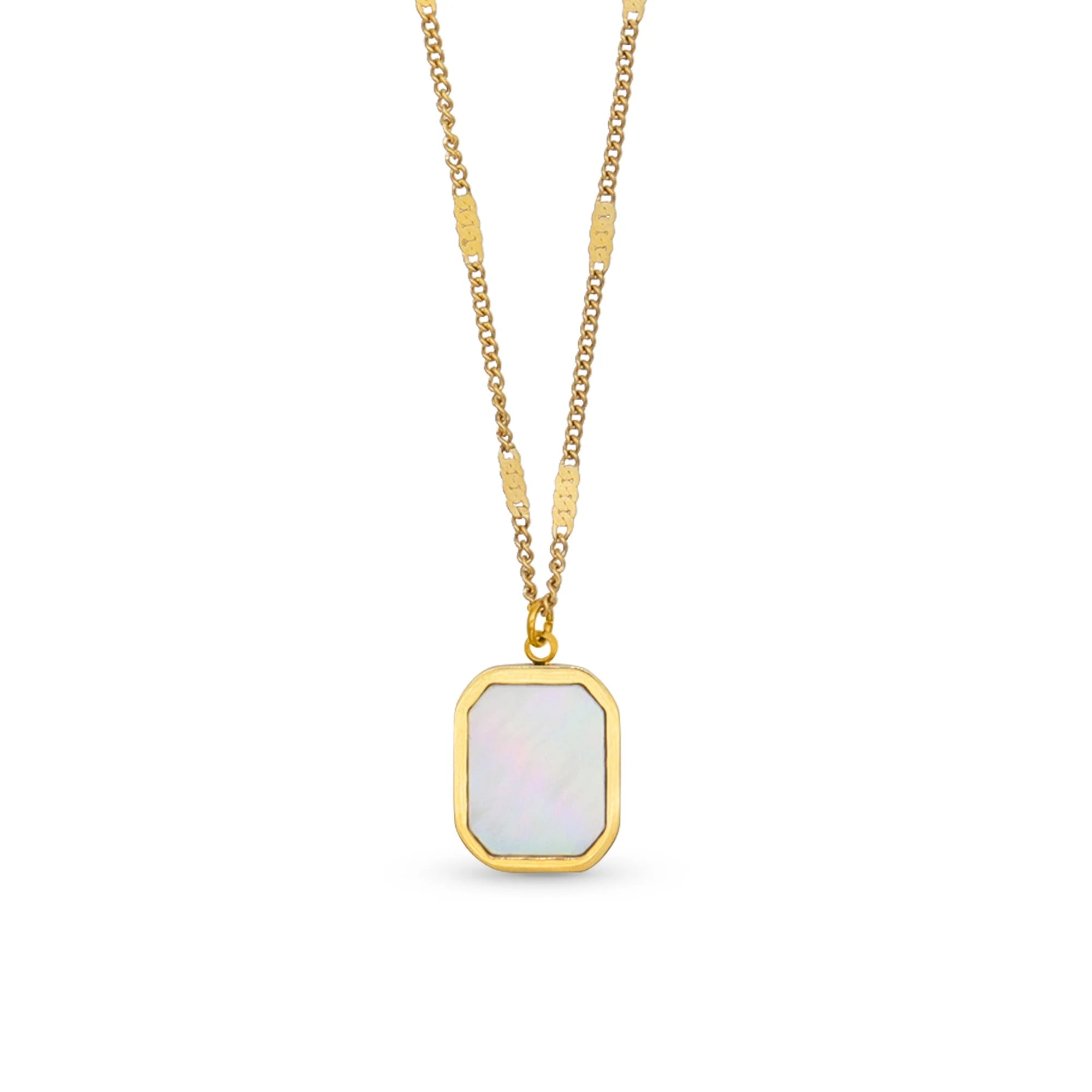 Chris April in Stock Fashion Jewelry PVD Gold Plated 316L Stainless Steel Hexagon Shell Pendant Necklace for Women