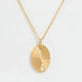 Fenny 18K Gold Plated Wholesale Non Tarnish Fashion Minimalist Sunburst Oval Pendant Stainless Steel Necklace for Women